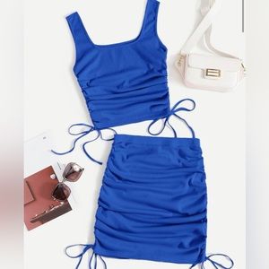 Blue adjustable skirt and crop top set